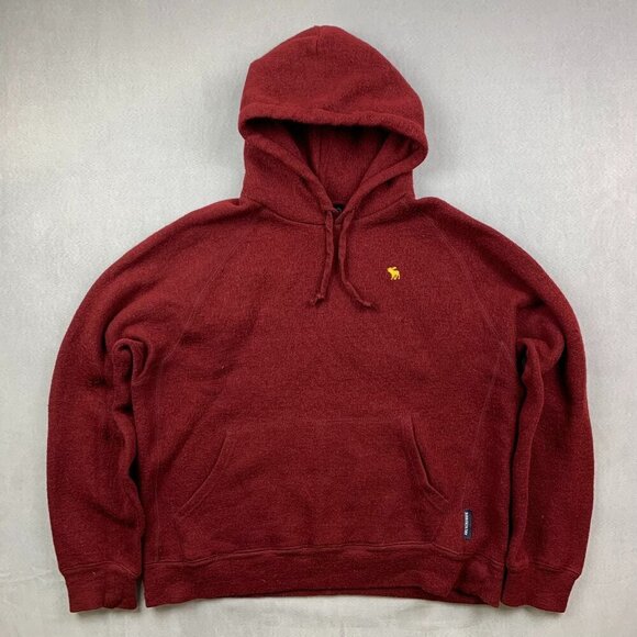 Abercrombie & Fitch Mens Sweater Medium Red Hoodie Long Sleeve Wool Blend Knit - Picture 1 of 14